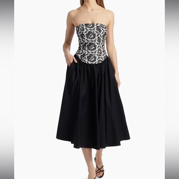 NWT Toccin Melody Floral Cotton Corset Midi-Dress - Picture 1 of 15